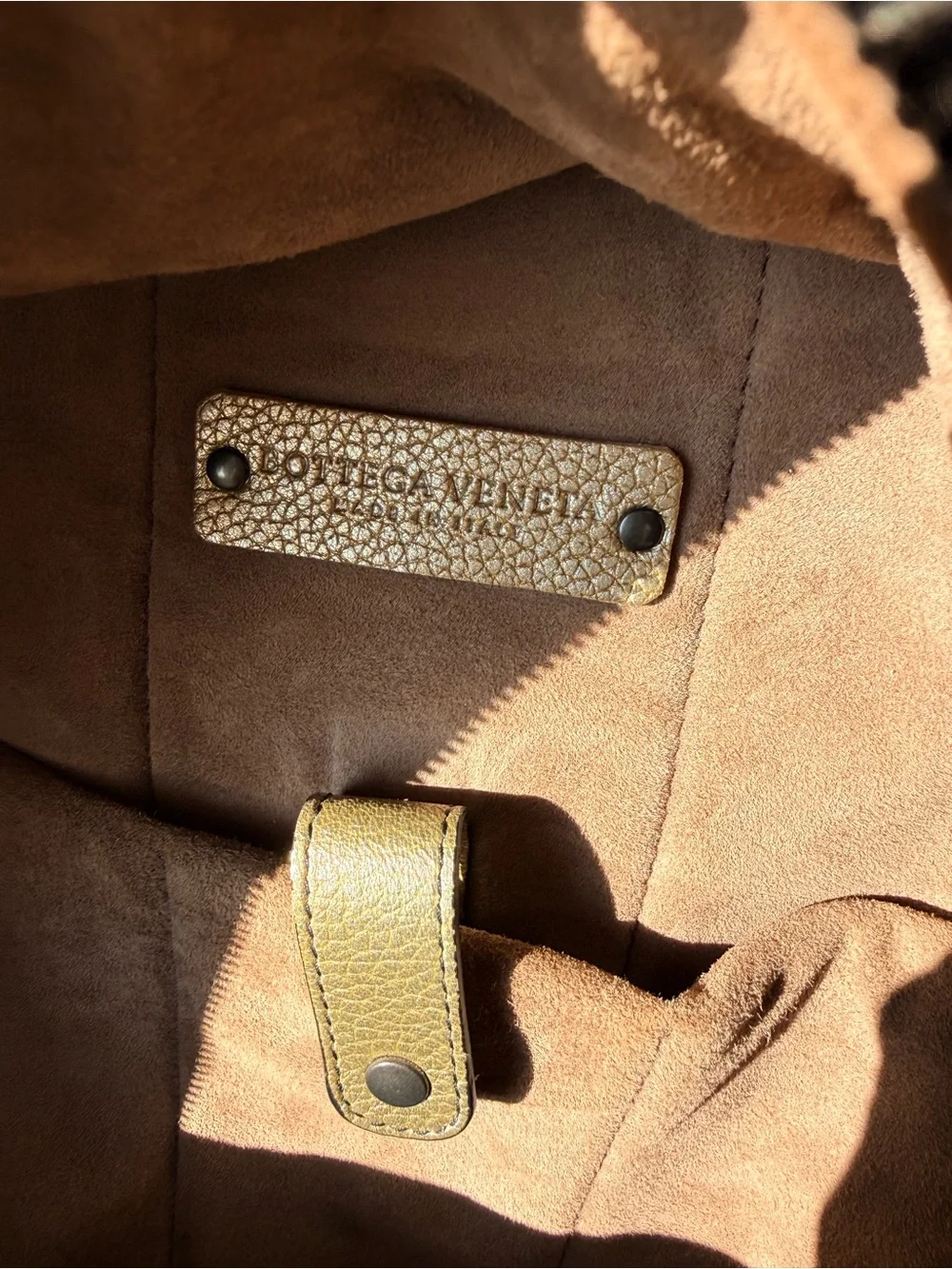 Bottega Veneta Intrecciato Golden Leather Backpack Rucksack authentic excellent